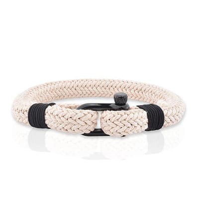 Armband Heren - Armband Mannen - Armband Dames - Heren Armband - Armband - Beige Armband met Zwarte Sluiting - Knead