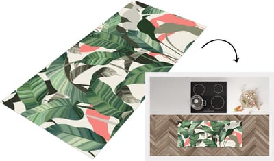 Keukenloper - Loper keuken - Tropisch - Bladeren - Roze - 120x50 cm - Keukenloper vinyl