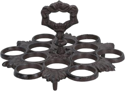 Ei Houder - Eierrek Mand - Keuken Opslag - Gietijzeren Design - 12 Eieren - Bruin