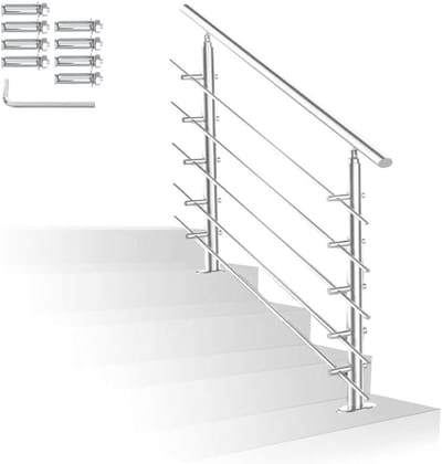 Trapleuning Roestvrij Staal - Balustrade Balkon - Veilig Traplopen - Verstelbare Hoek - 100 cm Lengte - Zilverkleurig