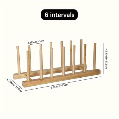 1 support de rangement en bambou pour assiettes, plats, bols, tasses, couvercles de casseroles et planches à découper. Séchoir multifonctionnel en bambou. 6 squares