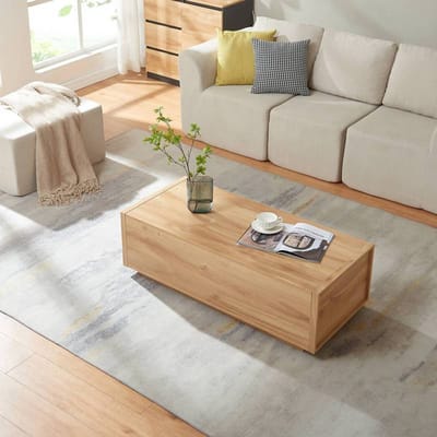 Salontafel-Salontafel met 2 lade- Woonkamertafel-104 x 50 x 40 cm- Eik.
