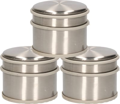 Alpina Deurstopper van 1.1 kilo - 3x stuks - staal - met grijs kunststof rand - 9 x 7 cm