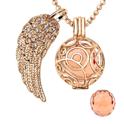 Quiges Engelenroeper 18mm Bolhouder met Ketting 90cm en Bolletje - Dames - Roségoudkleurig Cirkels - EBS18033