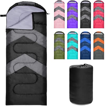 Dailygoods- Slaapzak 3-4 seizoenen - Waterdicht - Ultralicht - Eenpersoons - Comfortabele binnenvoering - Halve cirkelkap - Kampeerslaapzak
