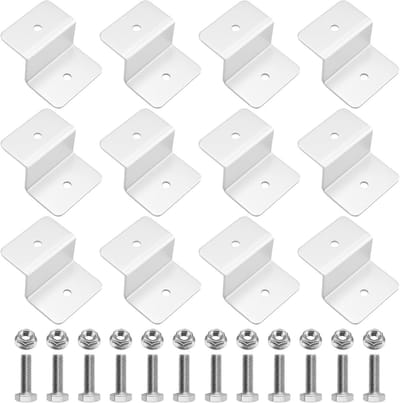 Set van 12 Aluminium Z-Houders voor Zonnepanelen, Bevestigingsbeugels met Moeren en Schroeven voor Platte Daken, Campers en Boten