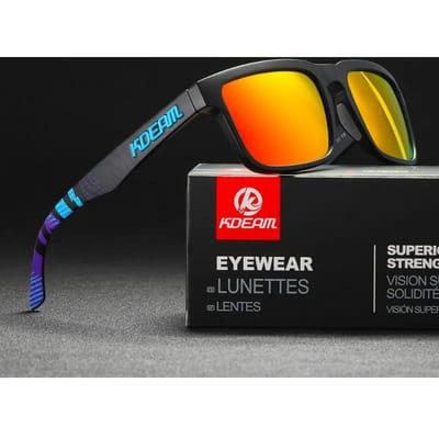 Nieuw KDEAM Merk Hoge Kwaliteit Vierkante Zonnebril voor Heren Sport Gepolariseerde Zonnebril 2025 Reflecterende Coating Kleurrijke Lens UV400 Only Sunglasses