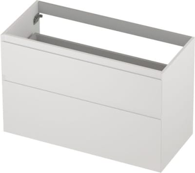 INK wastafelonderkast 2 laden greeploos gelakt asymmetrisch 100x45x65cm, mat wit