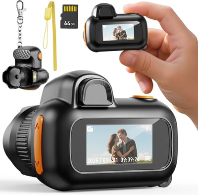 Mini sleutelhangercamera - HD 1080P - kleine camera - met 64GB TF-kaart - Fotografiegeschenken - Kleine Camerasleutelhanger - geschikt voor tieners, volwassenen, kinderen en beginners in fotografie -Het perfecte cadeau - zwart