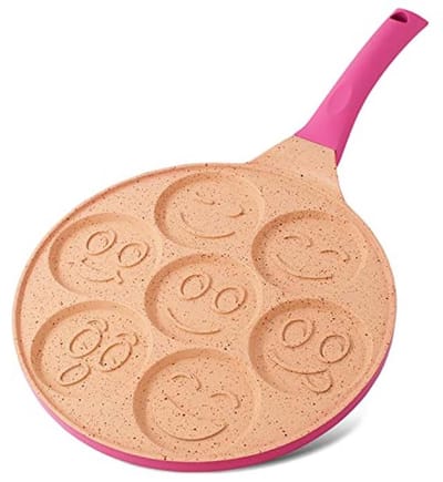 7 Gats Pannenkoekenpan - Lichte Gietaluminium Pannenkoekpan van 26,7 cm - Multifunctionele Pannenkoekenpan - Roze