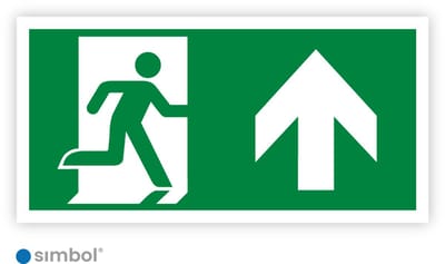 Simbol® - Sticker Nooduitgang Rechtdoor - Formaat 10 x 20 cm.