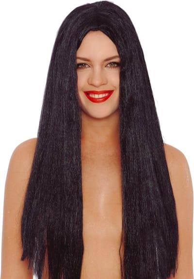 Fiestas Guirca - Pruik Lang Zwart haar - Halloween Pruik - Halloween accessoires - Halloween outfit - Pruiken - enge pruiken