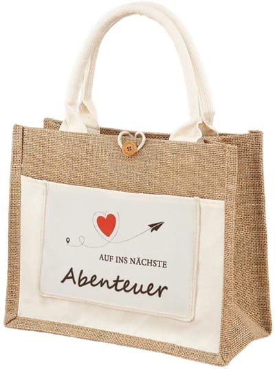 Dailygoods- Jute Tas - Afscheidsgeschenk voor Collega - Boodschappentas - Cadeautas voor Vrouwen - Natuurlijke Hennepstof - Inspirerende Opdruk "Op naar het volgende avontuur