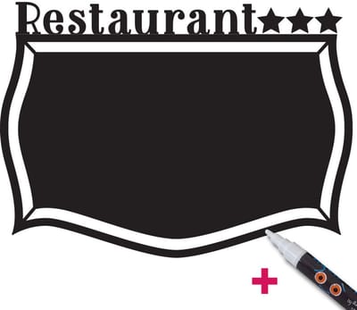 Schoolbordsticker - uitwisbare zelfklevende muurstickers - 3-STERREN RESTAURANT + WITTE VLOEIBARE KRIJT - 95x130cm