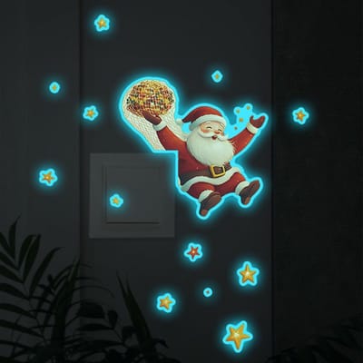 Dailygoods- Lichtschakelaar Sticker - Glow-in-the-Dark - Kerst Thema - Zelfklevend PVC - 2 Stuks - Duurzaam Ontwerp - Wandsticker
