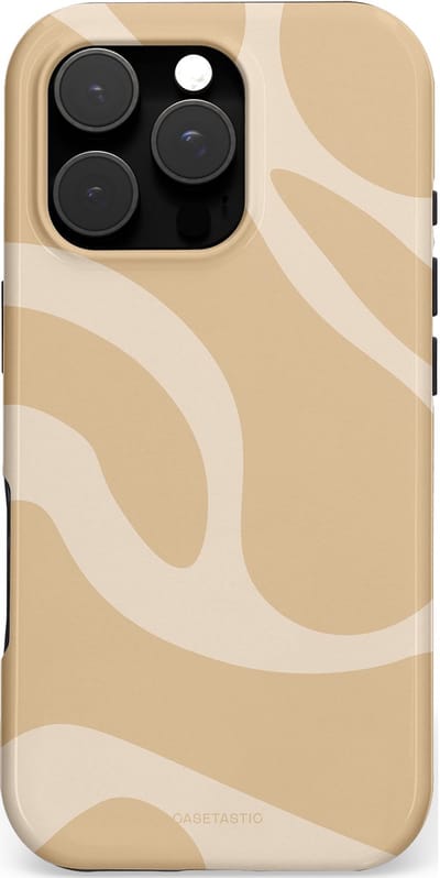 Casetastic hoesje geschikt voor Apple iPhone 16 Pro - MagSafe - Dubbellaagse bescherming - Aesthetic Beige Wave Clean Girl - Fashion Case - Beige