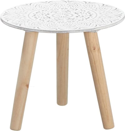Kleine bijzettafel 30x30 cm - wit/natuur voor decoratie - houten salontafel en bloemenkruk