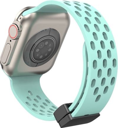 Siliconen bandje - geschikt voor Apple Watch series 1/2/3/4/5/6/7/8/9/10/11/ SE (1,2,3) / Ultra (1,2,3) met maat 44 mm / 45 mm / 46 mm / 49 mm - Mint