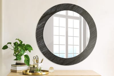 Coloray Bedrukte Spiegel - Zwarte steen Bedrukte Spiegel - 60 cm - Zwart Bedrukte Spiegel - Bedrukte Spiegel - Spiegel Met Bedrukte Lijst - Spiegel Met Decoratie