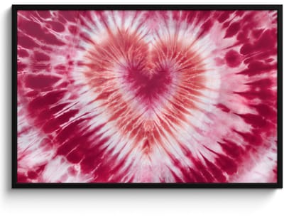 Poster in lijst - Fotolijst 120x80 cm - Posters - Hartvorm - Roze - Tie dye - Posterlijst zwart - Decoratie - Wanddecoratie woonkamer - Muurdecoratie slaapkamer