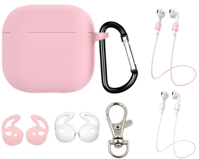 Studio Air® Airpods 4 Hoesje - Luxe Set met 7 items - Soepele Siliconen Case - Roze