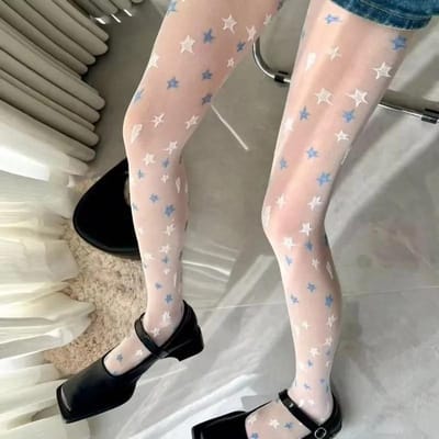Nouveaux Collants Transparent Blanc Laité Étoilés Pour Femmes Printemps Été Mignons Bas en Soie Y2K Vintage Collants Transparents Pour Femmes One Size gray