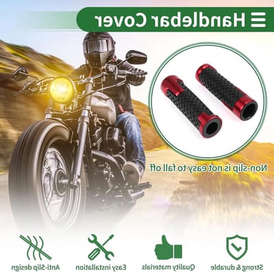 Motorfiets Handvatten Set - 7/8" en 15/16" Aluminium en Rubber Handgrepen voor Scooter, Fiets en ATV in Rood