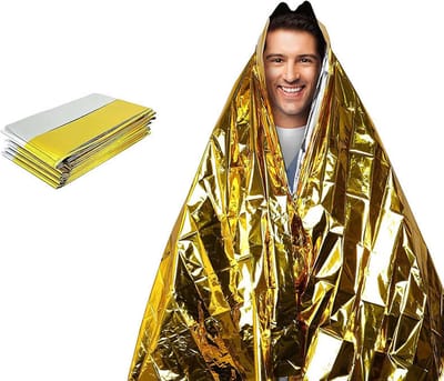 overlevingsdeken - set van 6 stuks - 210 x 160 cm - Isolatiedeken - Reddingsdeken - voor buiten, wandelen, kamperen, survival, marathon of Mensen met onderkoeling - zilver+goud