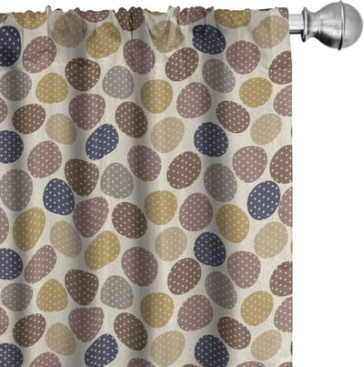 ABAKUHAUS – Voorhangen met stippen en cirkels, set van 2, microvezel, veelkleurig, 75x225 cm