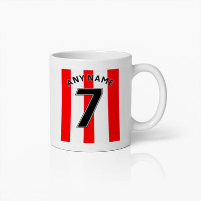 Sunderland AFC Gepersonaliseerde Voetbalshirt Mok | Keramische Beker met Eigen Naam & Nummer | Ideaal Cadeau voor Black Cats Fans 330ml