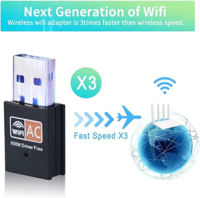 USB WLAN Adapter AC600 Dual-Band 2.4/5 GHz Wifi Dongle voor Windows en Mac