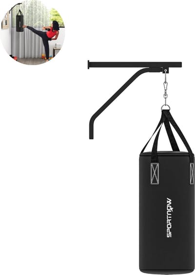 Bokszak - Vulbaar - Met Muurbeugel - Voor Thuisgebruik - Handschoenen en verband - Tot 45 kg - Zwart