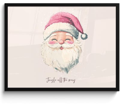 Poster in lijst - Fotolijst 70x50 cm - Posters - Kerstman - Kerst - Quote - Beige - Posterlijst zwart - Decoratie - Wanddecoratie woonkamer - Kerstdecoratie voor binnen - Kerstversiering - Kerstmis versiering in huis - Kerstaccessoires