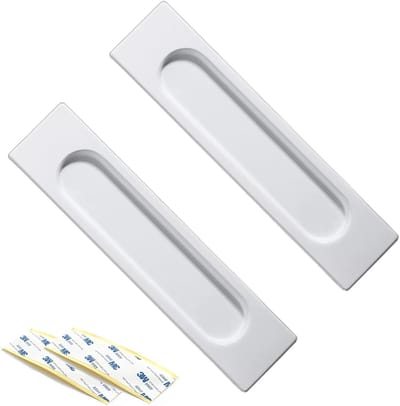 Set van 2 Zelfklevende Schuifdeurgrepen – Vlakke Inbouwgrepen voor Schuifdeuren, Kasten en Lades – Aluminiumlegering, Wit, 148 mm, Duurzaam en Eenvoudige Installatie