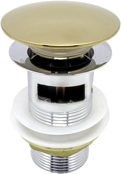 Afvoerplug Wastafel - Badkamer Stop - Lekvrij Werken - Met of zonder overloop - One Size - Goud Chroom