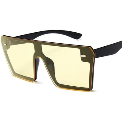Oversized Vierkante Zonnebril Dames  Luxe  Mode Platte Bovenkant Rood Zwart Helder Glas Eén Stuk Heren Gafas Shade