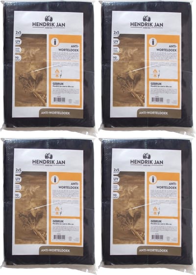Hendrik Jan - Set van 4x stuks anti worteldoek/onkruiddoek 2 x 5 m - onkruidbestrijding/moestuin ondergrond doek