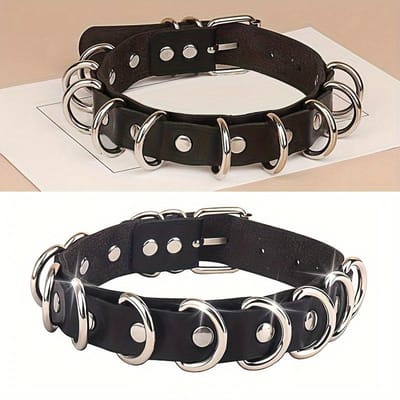 Punk Gotische Stijl PU Leer Nep Sieraden Kraag Armband Armband, Mannen Vrouwen Geliefden Ketting Vakantiefeest Kostuum white