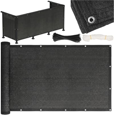 Springos Balkonscherm - Privacyscherm - Hoge Kwaliteit - Waterbestendig - UV-bescherming - 1x5 m - 95% -Antraciet - PVC