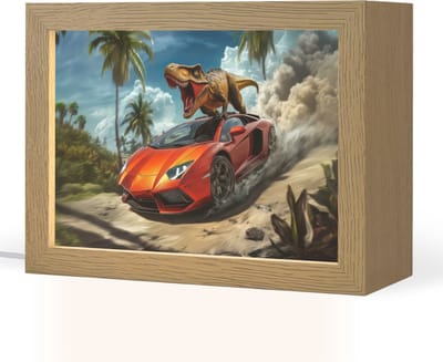 Nachtlampje 20x15 cm - Kinder lampje - Sportauto - Rood - Dino - Tafellamp kinderkamer - Slaapkamer lamp - Bedlamp kinderen - Kinderlampje stopcontact - Wandlamp babykamer - Nachtlampjes