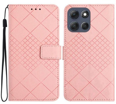 Coverup Hoesje - Geschikt voor Motorola Moto G86 Hoesje - Coverup Rhombus Book Case - Roze