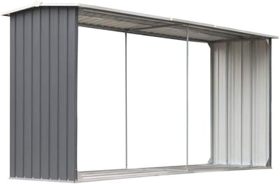 Brandhoutopslag - Hout opslag - Buitenhaard accessoires - Verhoogde bodemplaten - 330 x 92 x 153 cm - Grijs