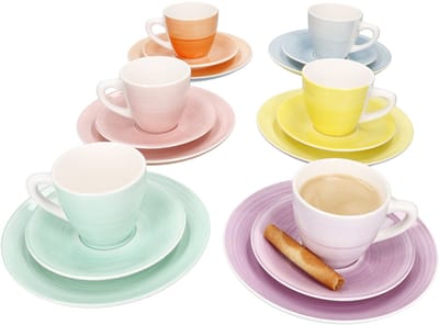 18-delige koffieservice SPRING voor 6 personen in verschillende pasteltinten - 24328198