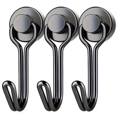 Lot de 3, 6 ou 12 crochets magnétiques noirs en néodyme ultra-résistant, aimants extra puissants avec crochet de suspension