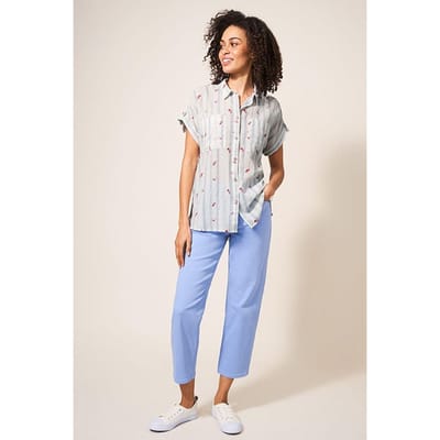 White Stuff Ella Embroidered Cotton Shirt White Maat: 18 PETITE | Blouses Outlet | Dames | Wit