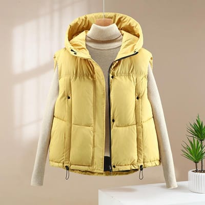 Donskatoen Vest Dames Herfst en Winter Nieuw Koreaanse Stijl Los Katoenen Gilet Effen Kleur Vest Jas L beige
