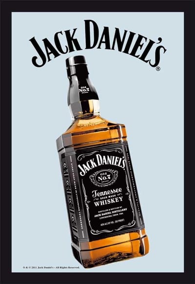 Decoratieve Whiskey Fles Spiegel - Wandspiegel met Houtlook Frame 20x30 cm