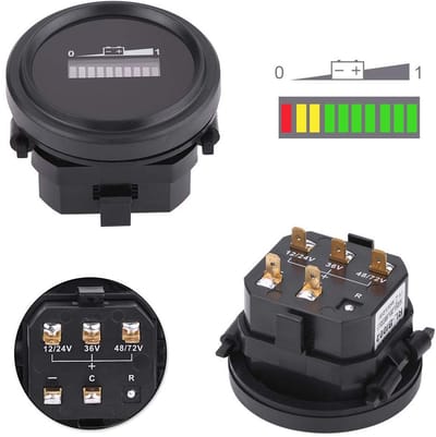 Batterij Indicator - Capaciteitsmeter - Accu Monitoren - 10 Segment LED - 12V tot 72V