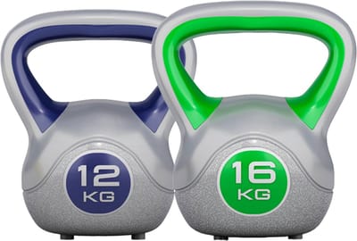 Gorilla Sports Kettlebell Set - Kunststof Trendy - 12 kg & 16 kg - Set van 2