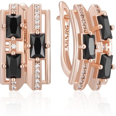 Boucles d'oreilles pendantes Couleur Or Rose Insolite Pour Femmes Mode Noir Zircon Naturel Accessoires Bijoux Vintage Quotidien beige